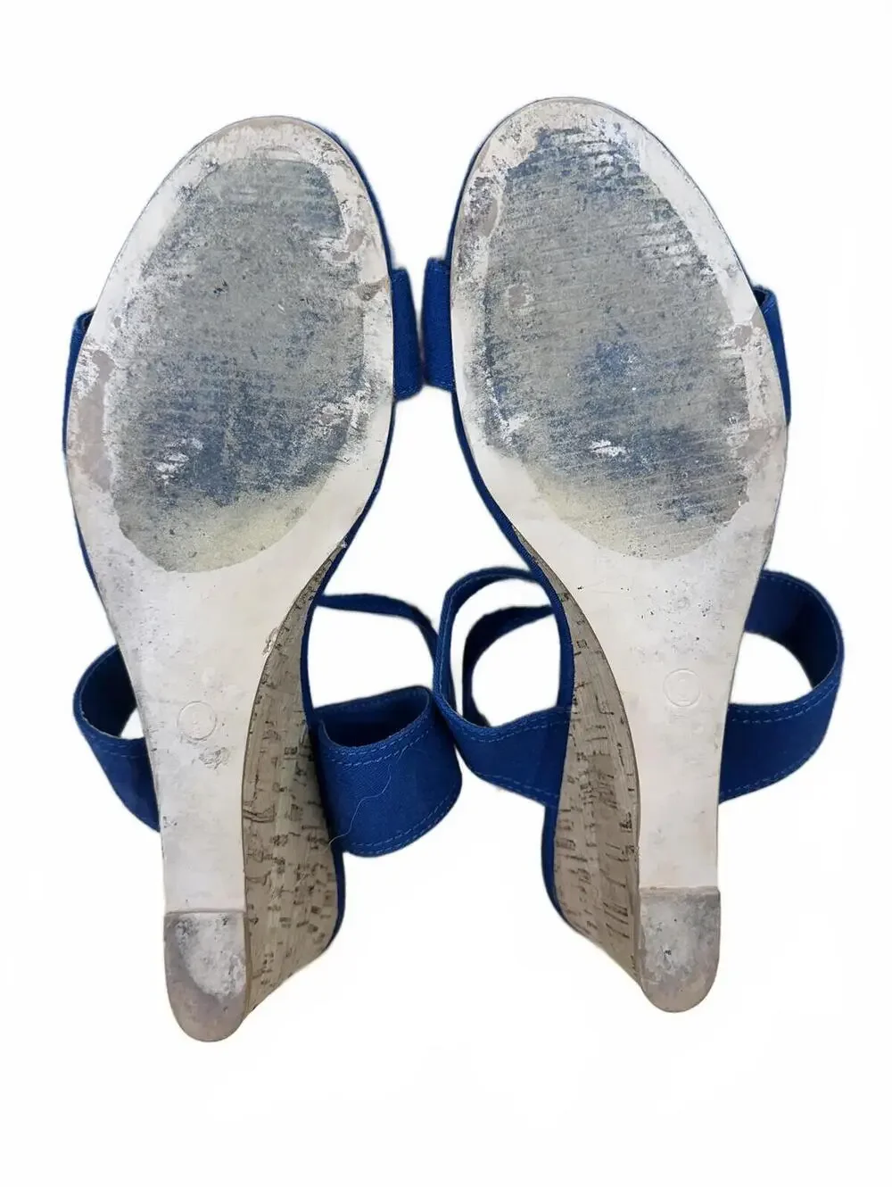 J.C. Blue Suede Cork Wedge Sandals